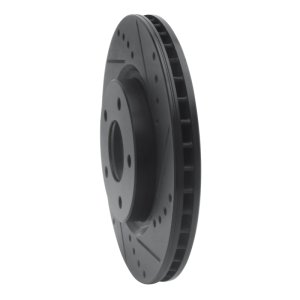 Nissan Rogue Brake Rotor (1) - Front Right - R1 Concepts - Drilled & Slotted - Black - `14-`23